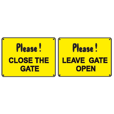 Please - CLOSE THE GATE/LEAVE GATE OPEN, 10" x 7" USFS Aluminum Sign