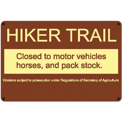 HIKER TRAIL, 14" x 11" USFS Aluminum Sign