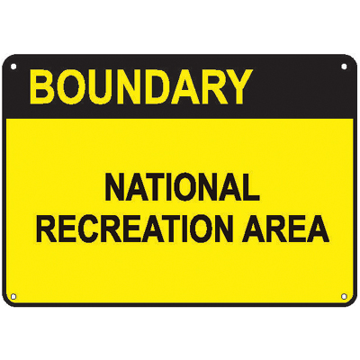 BOUNDARY, NATIONAL RECREATION AREA, 10" x 7" USFS Aluminum Sign