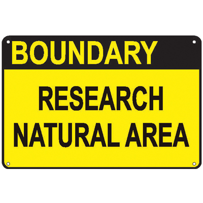 BOUNDARY - RESEARCH NATURAL AREA, 10" x 7" USFS Aluminum Sign