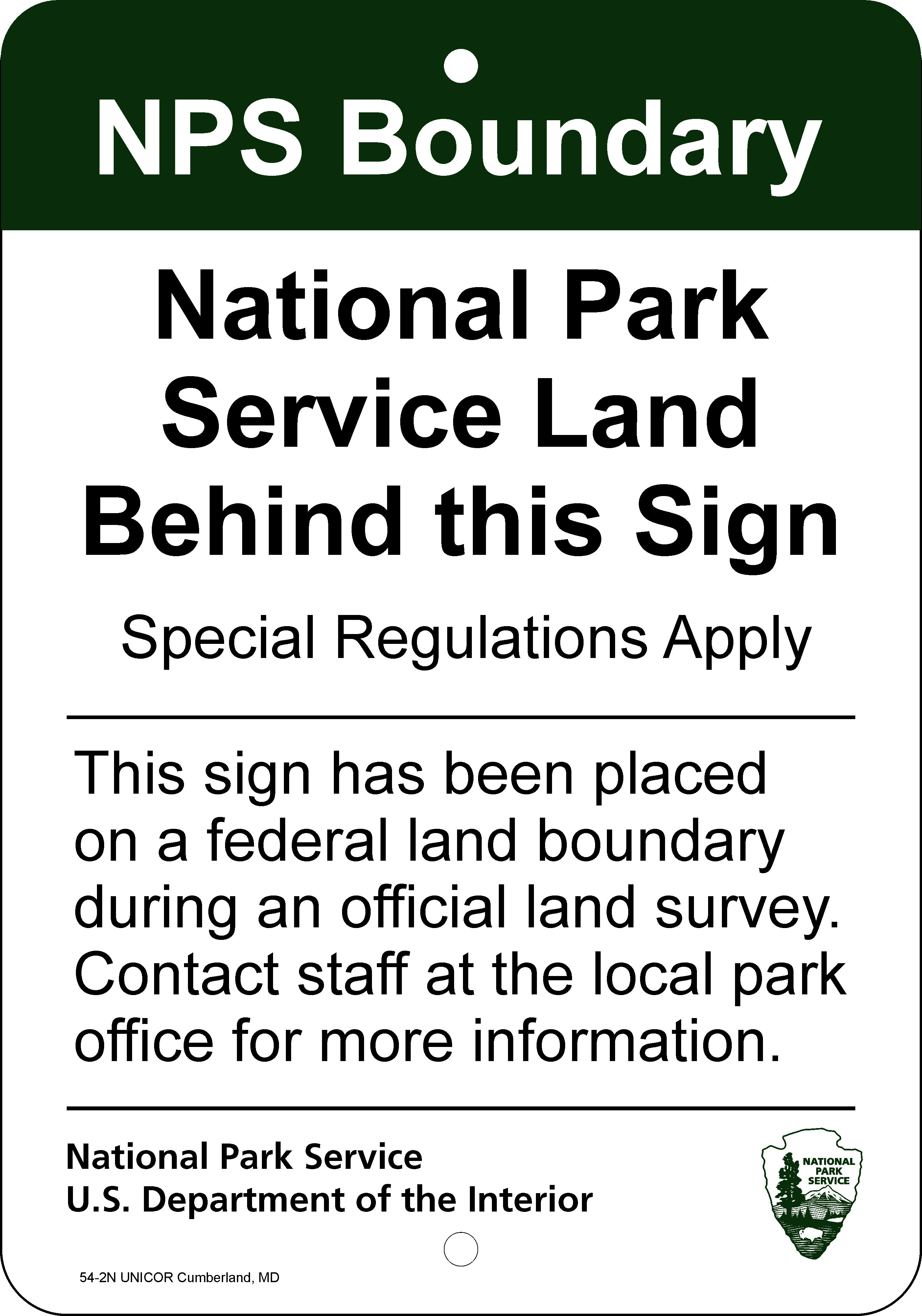 7”x10” NPS Property Boundary Sign