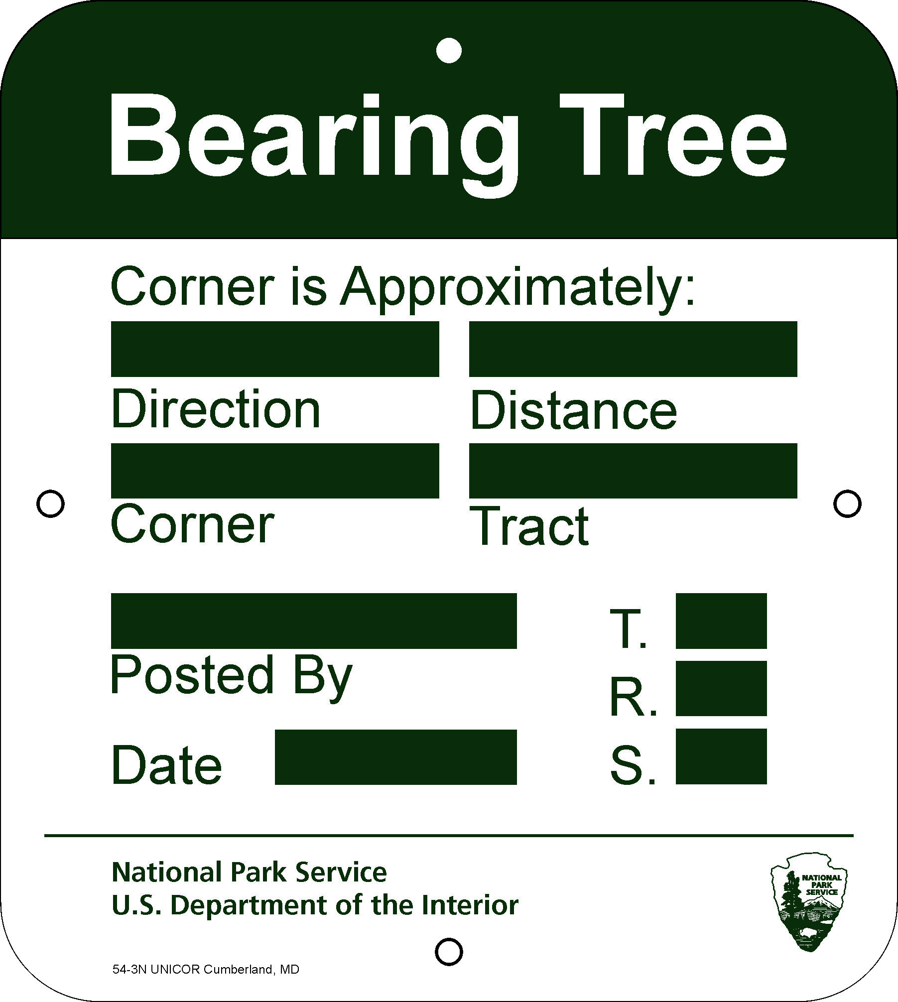 4.5”x5” NPS Bearing Tree Sign