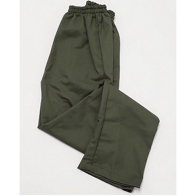 Pocketless Elastic Waist Trousers, Olive Green