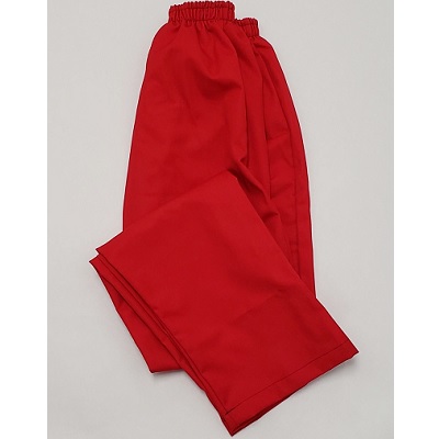 Pocketless Elastic Waist Trousers, Red