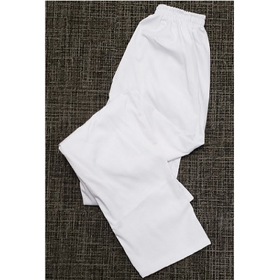 UNICOR Store: White Elastic Waist Trousers without Pockets