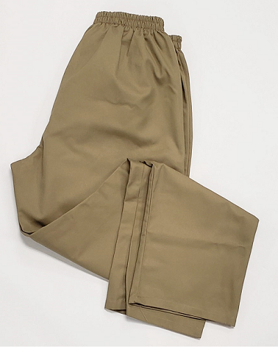 Pocketless Khaki Elastic Waist Trousers