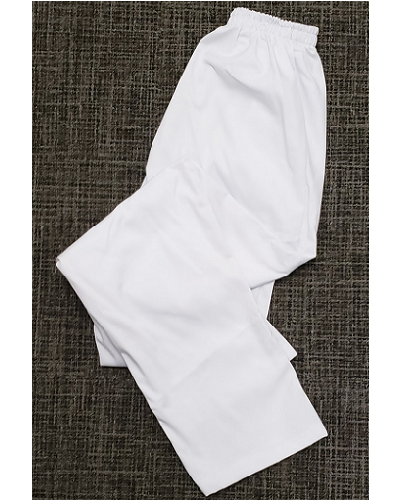 Pocketless White Elastic Waist Trousers