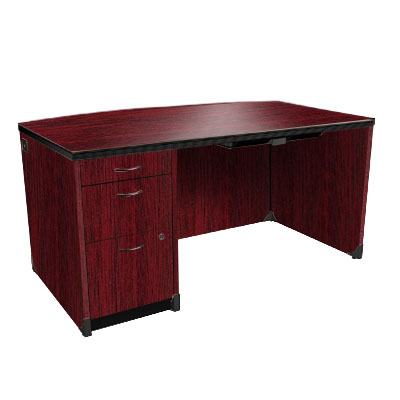 Harmony 60" Bow Top Left Single Pedestal Desk