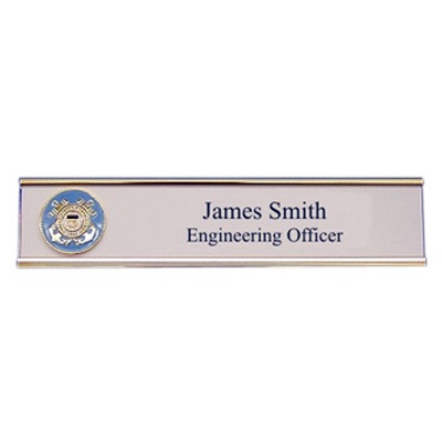 USCG Name Plate White and Blue w/Desktop Holder