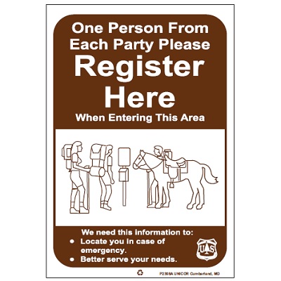 One Person From Each Party... (Hikers/Horseback), 11W x 16H USFS Sign