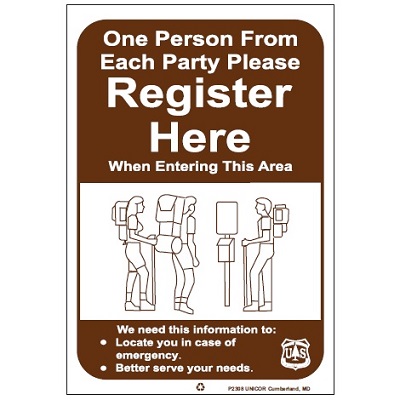 One Person From Each Party (Hikers), 11W x 16H USFS Sign