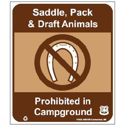 Saddle, Pack & Draft Animals Prohibited, 12W x 14H USFS Sign