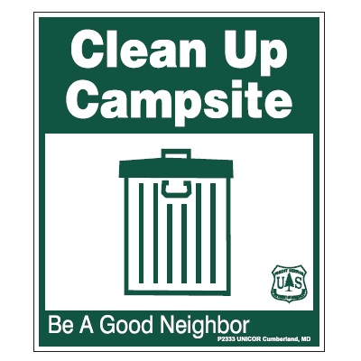 Clean Up Campsite, 12" x 14" USFS Sign