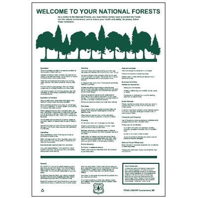 USFS Sign: Welcome To Your National Forests (English Legend), 11W x 16H