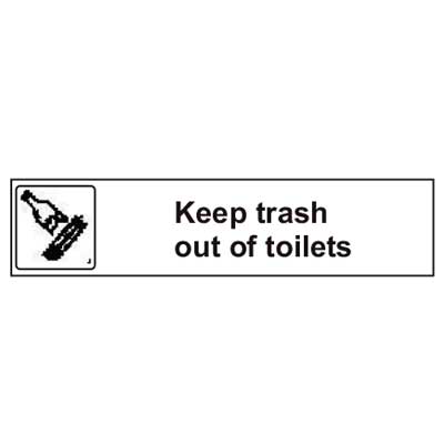 USFS Decal: Keep trash out of toilets, 10 1/2W x 2 1/2H