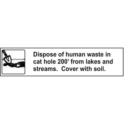 USFS Decal: Dispose of human waste..., 10 1/2W x 2 1/2H