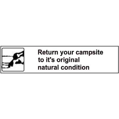 USFS Decal: Return your campsite to its original..., 10 1/2W x 2 1/2H