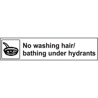 USFS Decal: No washing hair/bathing under hydrants, 10 1/2W x 2 1/2H