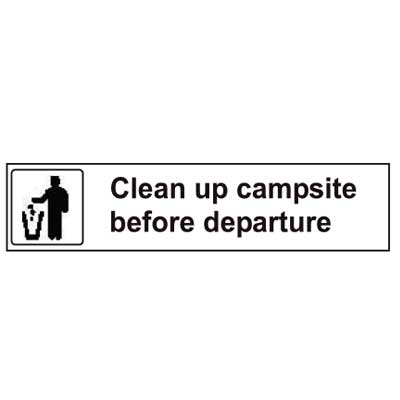 USFS Decal: Clean up campsite before departure, 10 1/2W x 2 1/2H