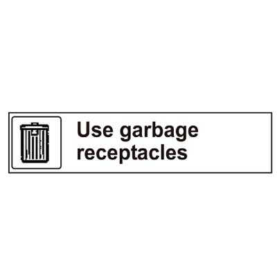 USFS Decal: Use garbage receptacles, 10 1/2W x 2 1/2H