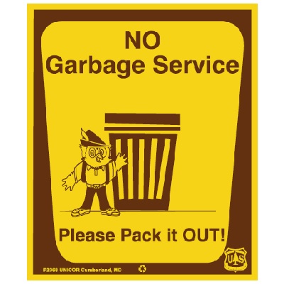 NO Garbage Service, 10" x 12" USFS Sign