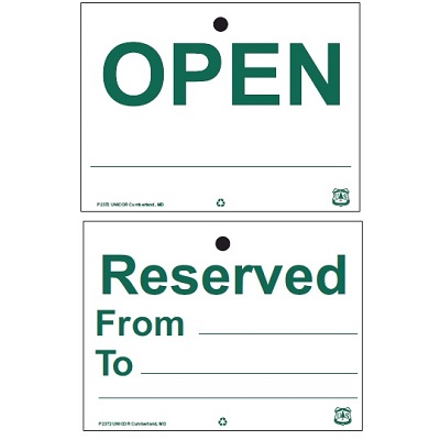 OPEN - Reserved From/To, 8W x 6H Non-Reflective Double-sided USFS Sign