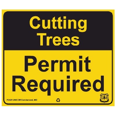 Cutting Trees - Permit Required, 42W x 34H USFS Sign