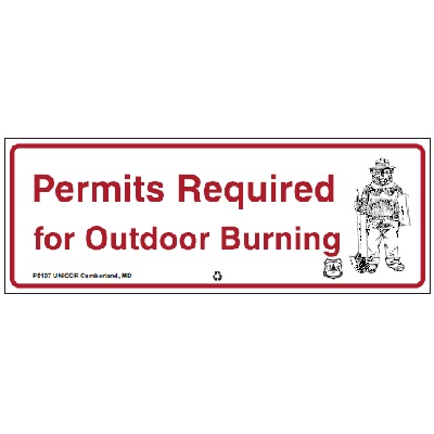 USFS Sign: Permits Required for Outdoor Burning, 44W x 16H