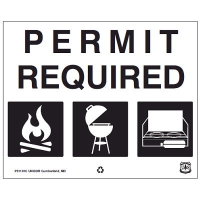 USFS Sign: Permit Required (3 Graphics), Non-Reflective, 42W x 34H