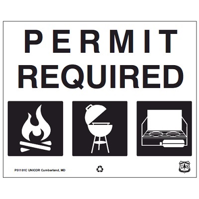 USFS Reflective Sign: Permit Required (3 graphics), 42W x 34H