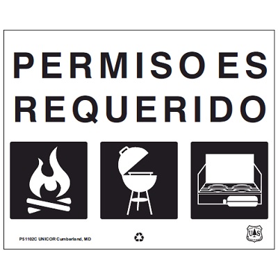 USFS Sign: PERMISO ES REQUERIDO (3 Graphics), 42W x 34H