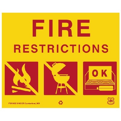 USFS Reflective Sign: FIRE RESTRICTIONS (3 Graphics), 44W x 34H