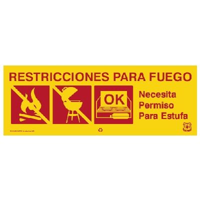 USFS Sign: RESTRICCIONES PARA FUEGO, 44W x 16H