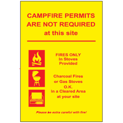 USFS Sign, Campfire Permits are not Required at this site, 12W x 18H