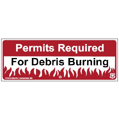 USFS Sign: Permits Required for Debris Burning, 44W x 16H