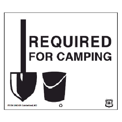 REQUIRED FOR CAMPING, 42" x 34" Reflective USFS Sign