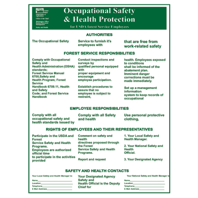 Occupational Safety and Health Protection, 12" x 17" USFS Sign