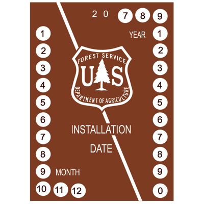 Forest Service - Installation Date, 2 3/8" x 3 1/4" USFS Decal