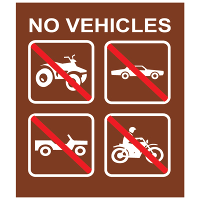 No Vehicles, 10W x 12H USFS Sign