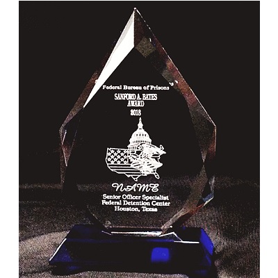 Crystal Award on Blue Pedestal Base