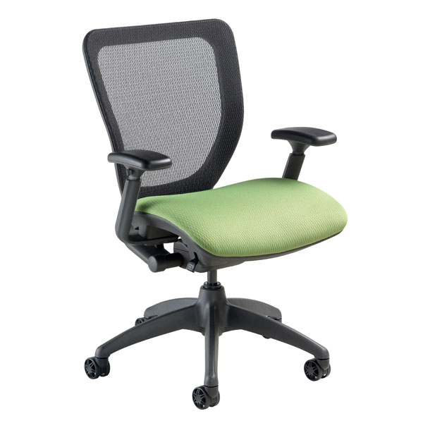 WXO Mid-Back Chair w/green upholstered seat